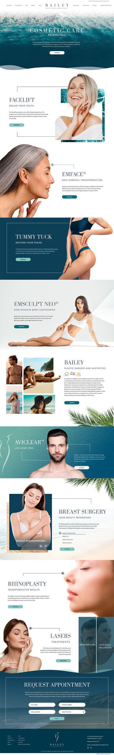 Bailey Plastic Surgery and Aesthetics of Newport Beach, CA Website Example