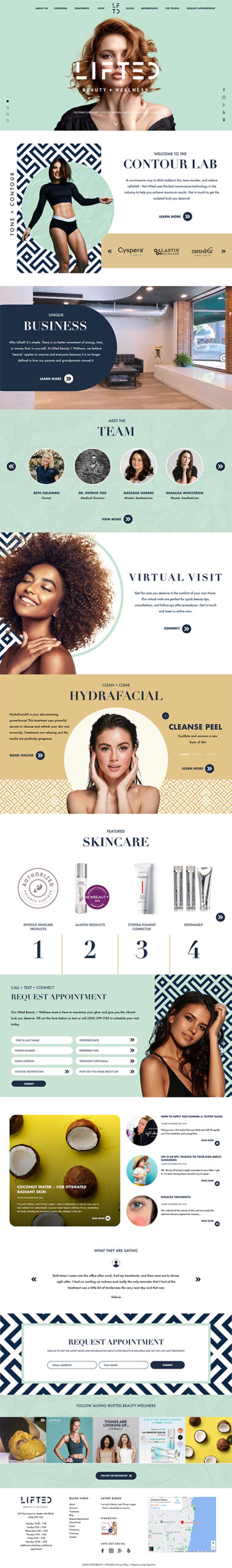 Lifted Beauty and Wellness of Seattle, WA MedSpa Website Example