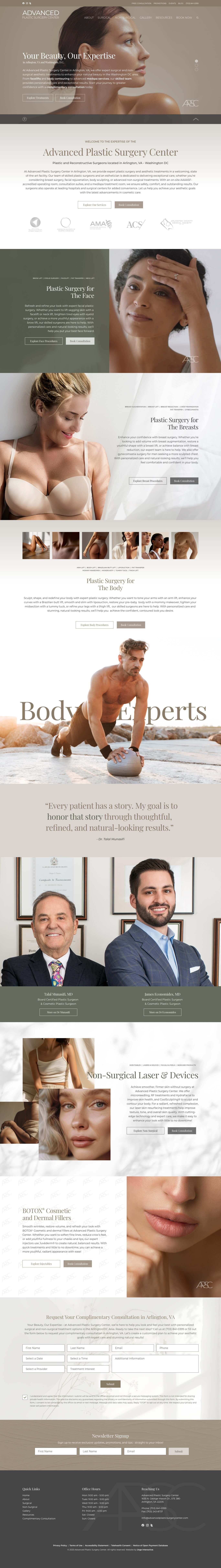 Advanced Plastic Surgery Center and MedSpa of Arlington, VA Website Example