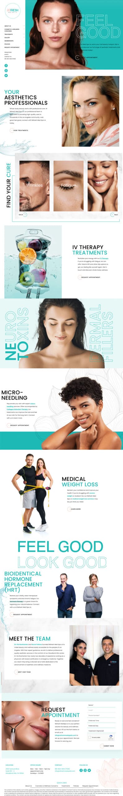 Refresh MedSpa of Los Angeles, CA Website Example